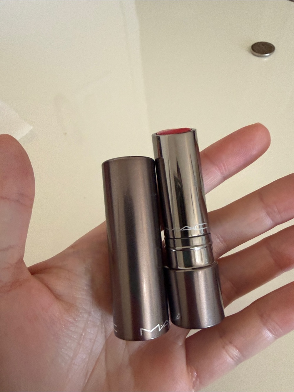MAC Cosmetics lipstick huggable lip colour in out for passion new